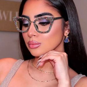 Colorful Rhinestone Cat Eye Glasses With Glitter